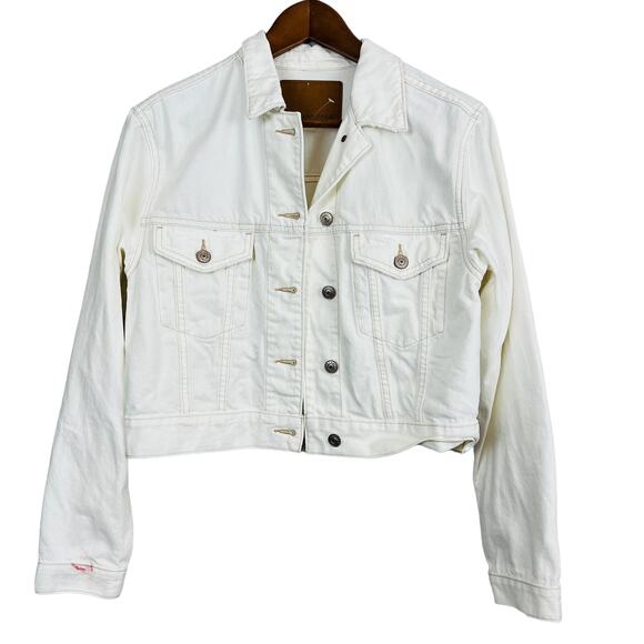 NEW! American Eagle Denim Jean Jacket Off White DIY - XS - Picture 1 of 4